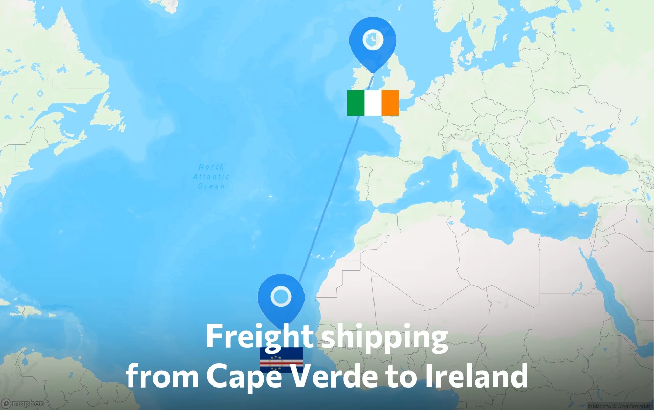 Shipping route from Cape Verde to Ireland