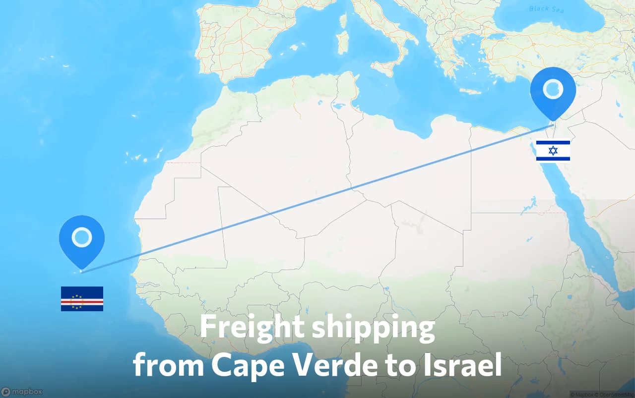 Shipping route from Cape Verde to Israel