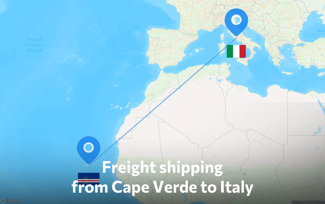 Shipping route from Cape Verde to Italy
