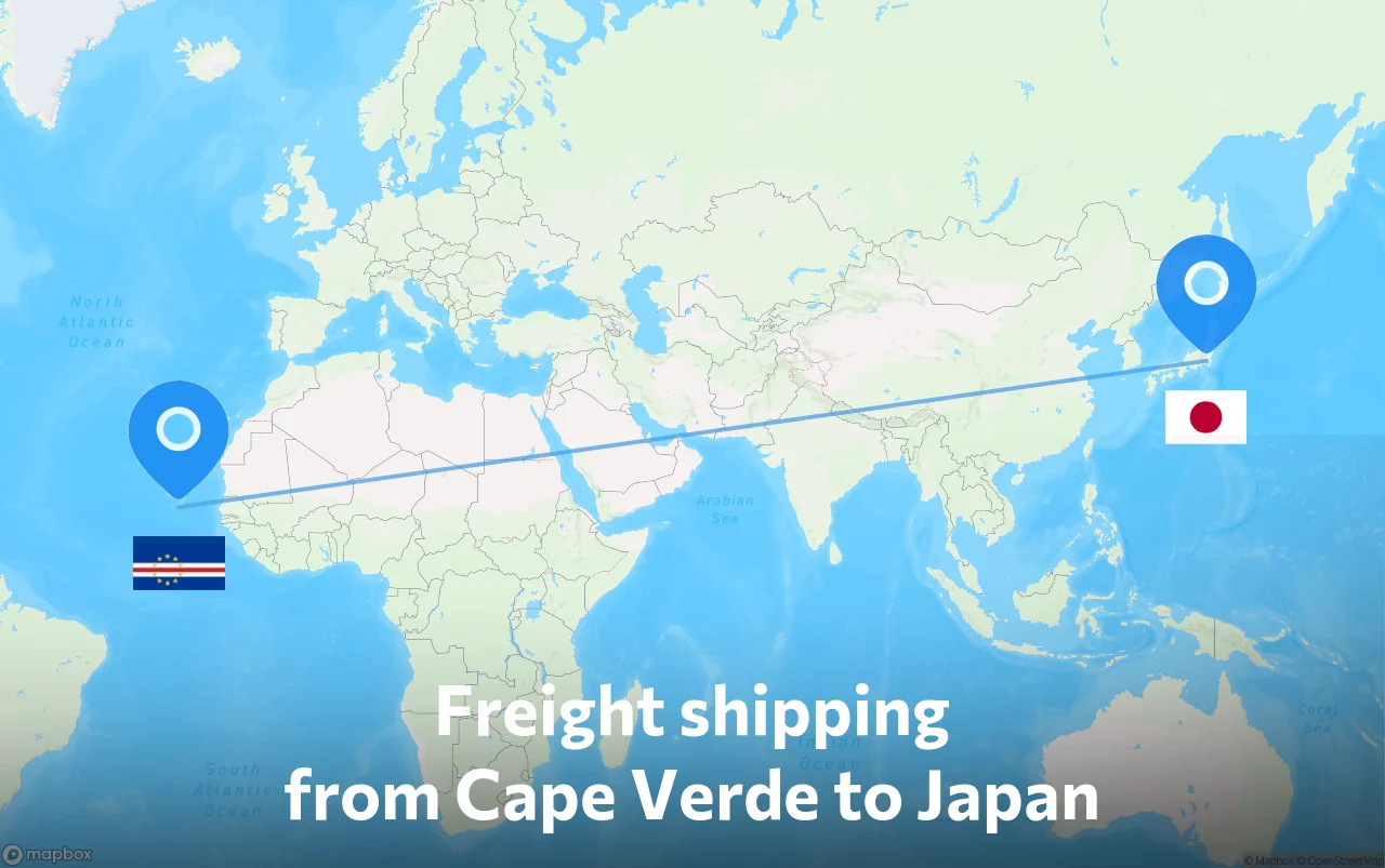 Shipping route from Cape Verde to Japan