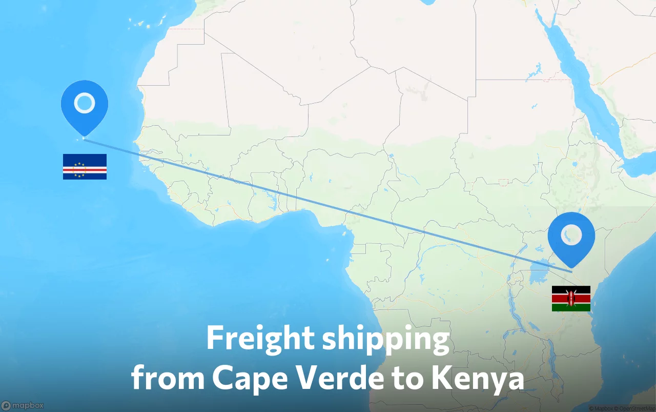 Shipping route from Cape Verde to Kenya