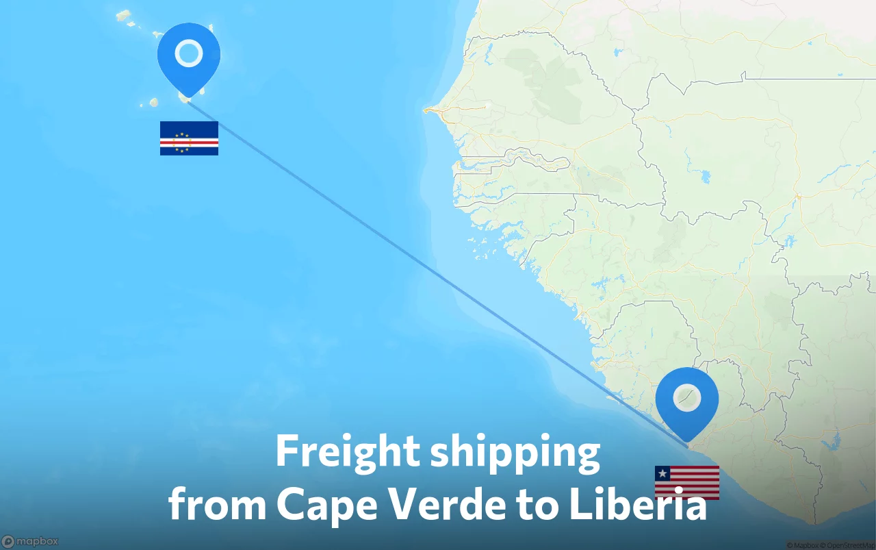 Shipping route from Cape Verde to Liberia