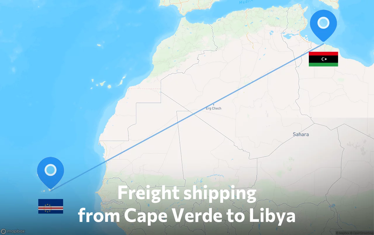 Shipping route from Cape Verde to Libya