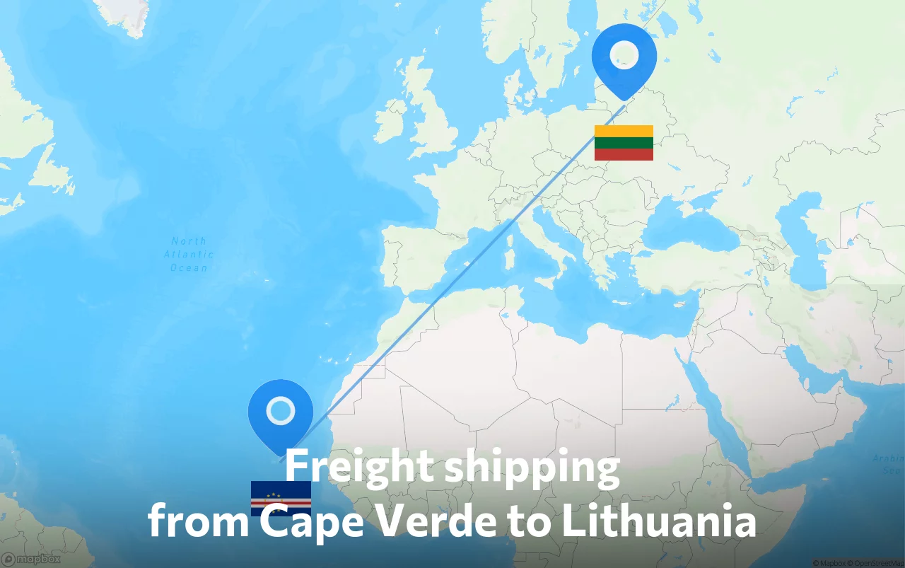 Shipping route from Cape Verde to Lithuania
