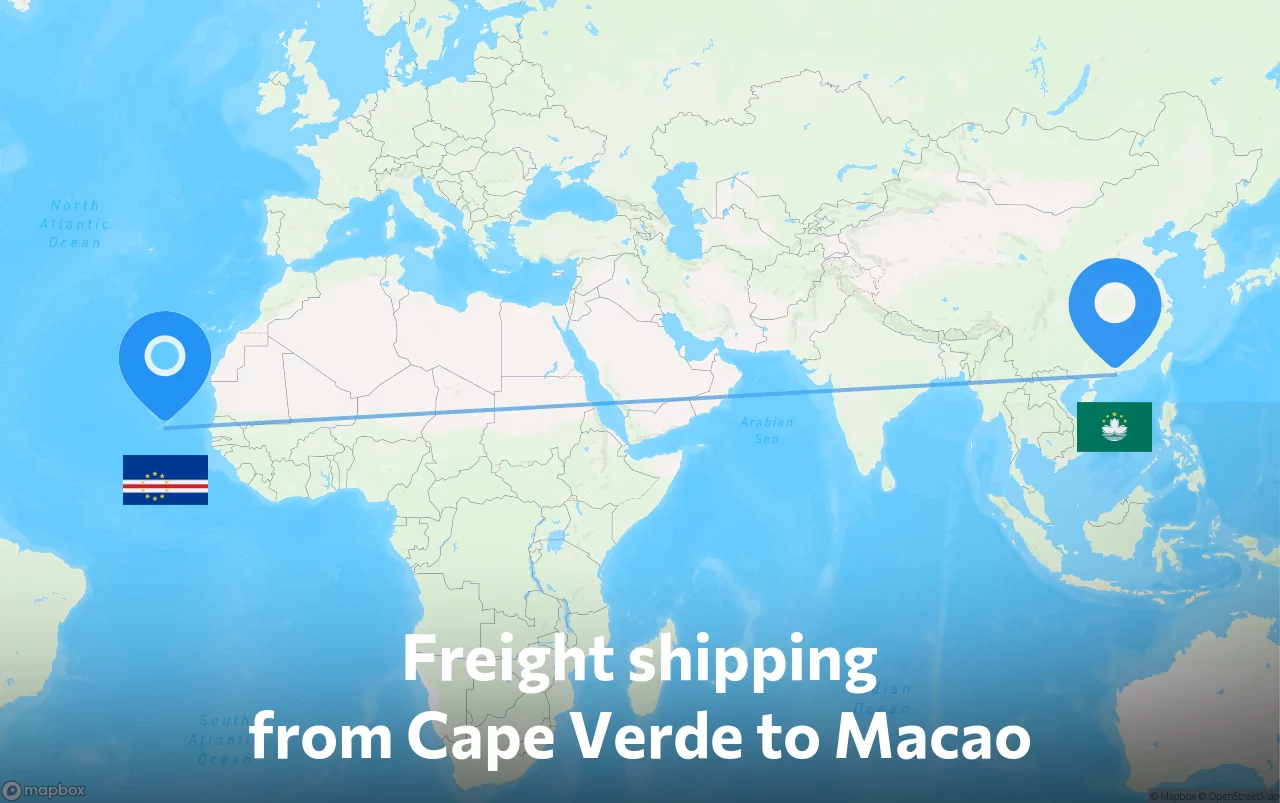 Shipping route from Cape Verde to Macao