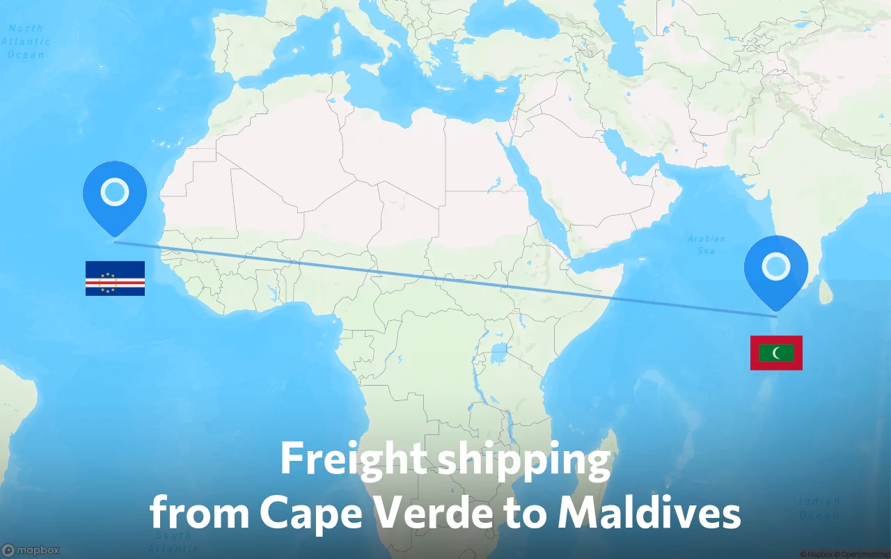 Shipping route from Cape Verde to Maldives