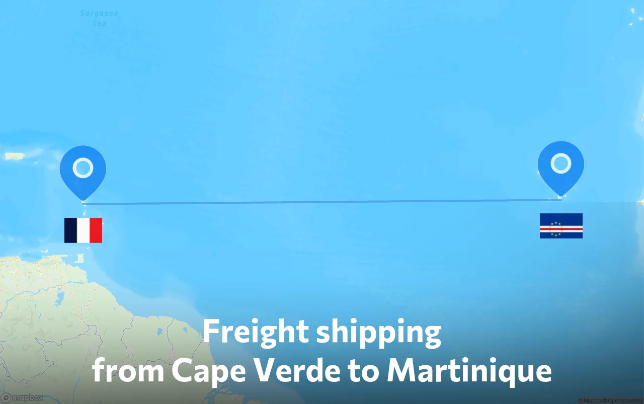 Shipping route from Cape Verde to Martinique