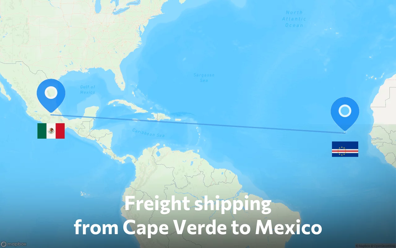 Shipping route from Cape Verde to Mexico