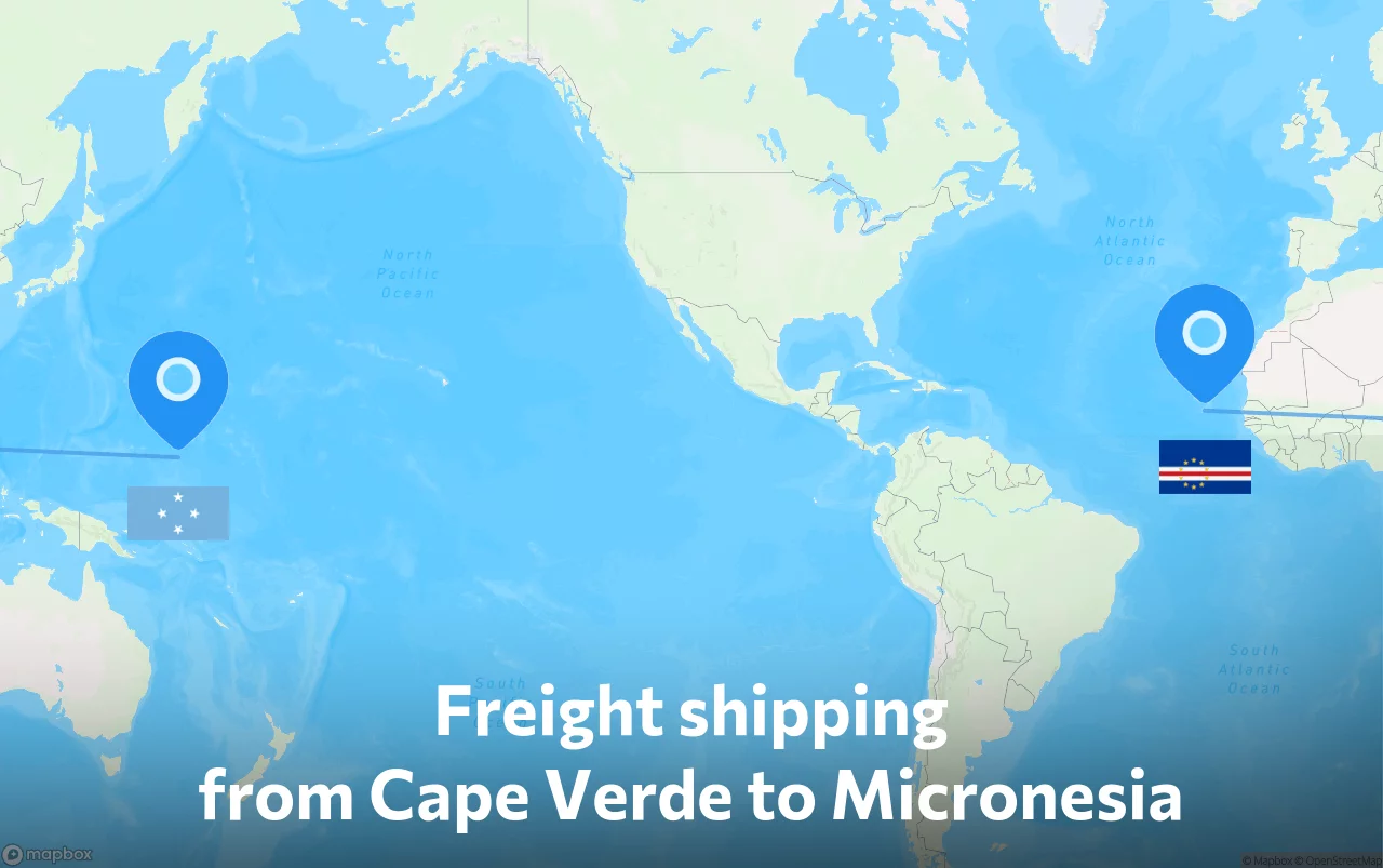Shipping route from Cape Verde to Micronesia