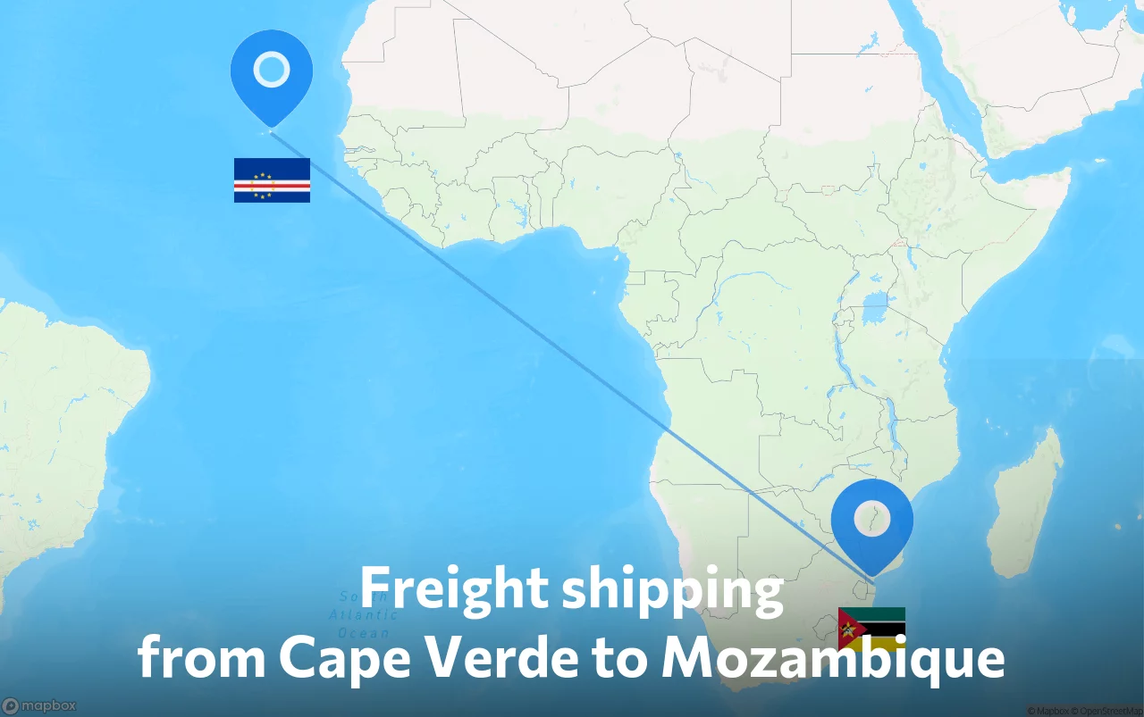 Shipping route from Cape Verde to Mozambique