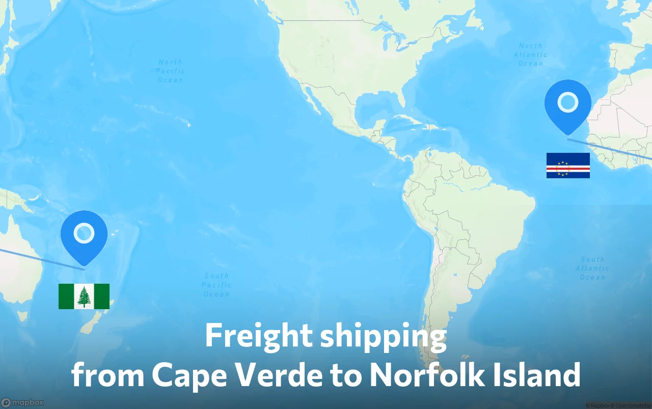 Shipping route from Cape Verde to Norfolk Island