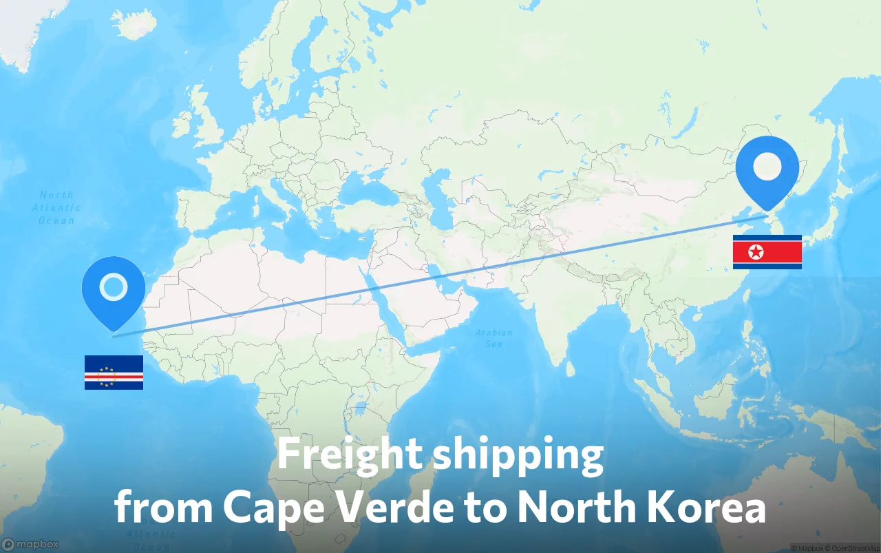 Shipping route from Cape Verde to North Korea
