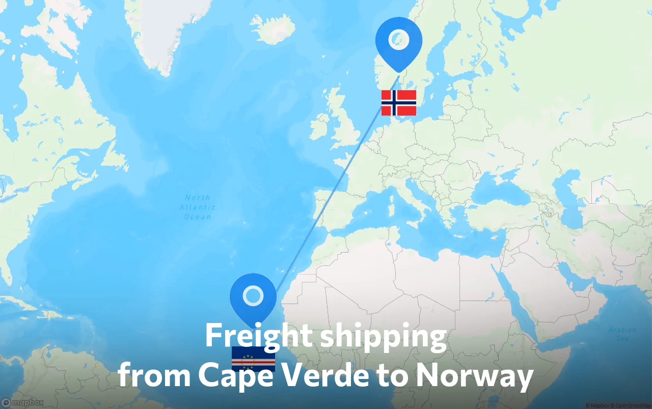 Shipping route from Cape Verde to Norway