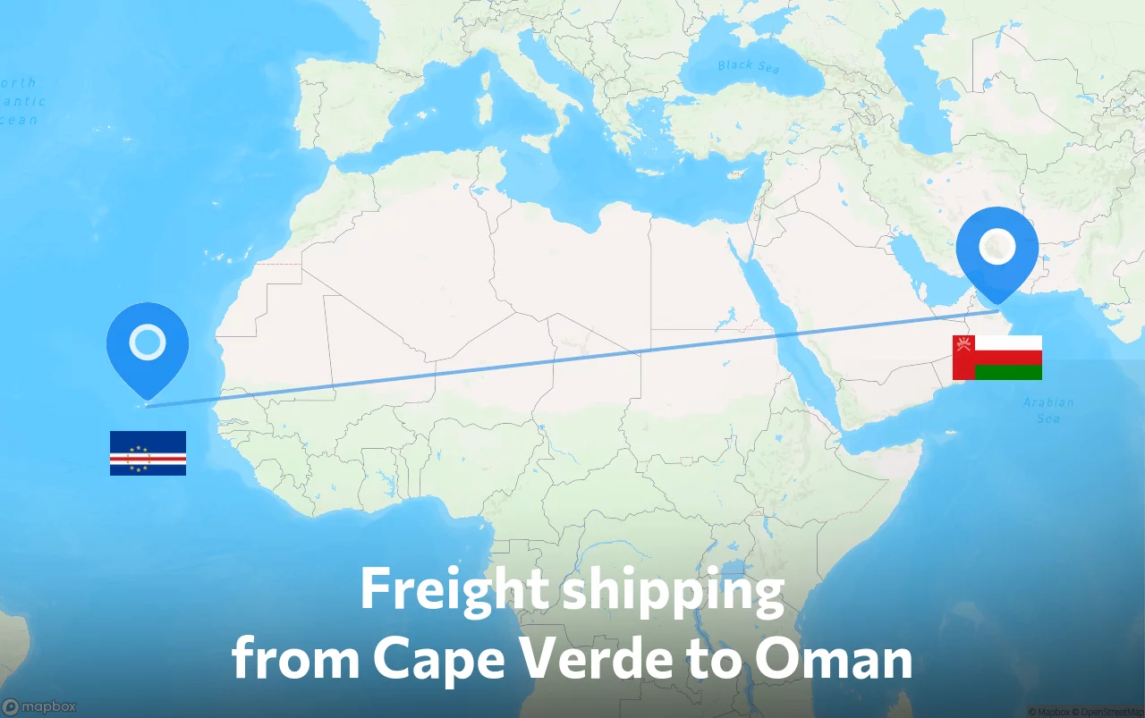 Shipping route from Cape Verde to Oman