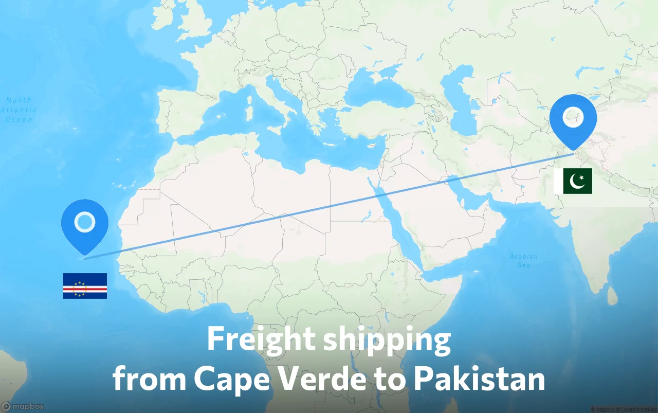 Shipping route from Cape Verde to Pakistan