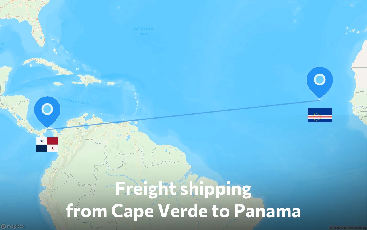 Shipping route from Cape Verde to Panama