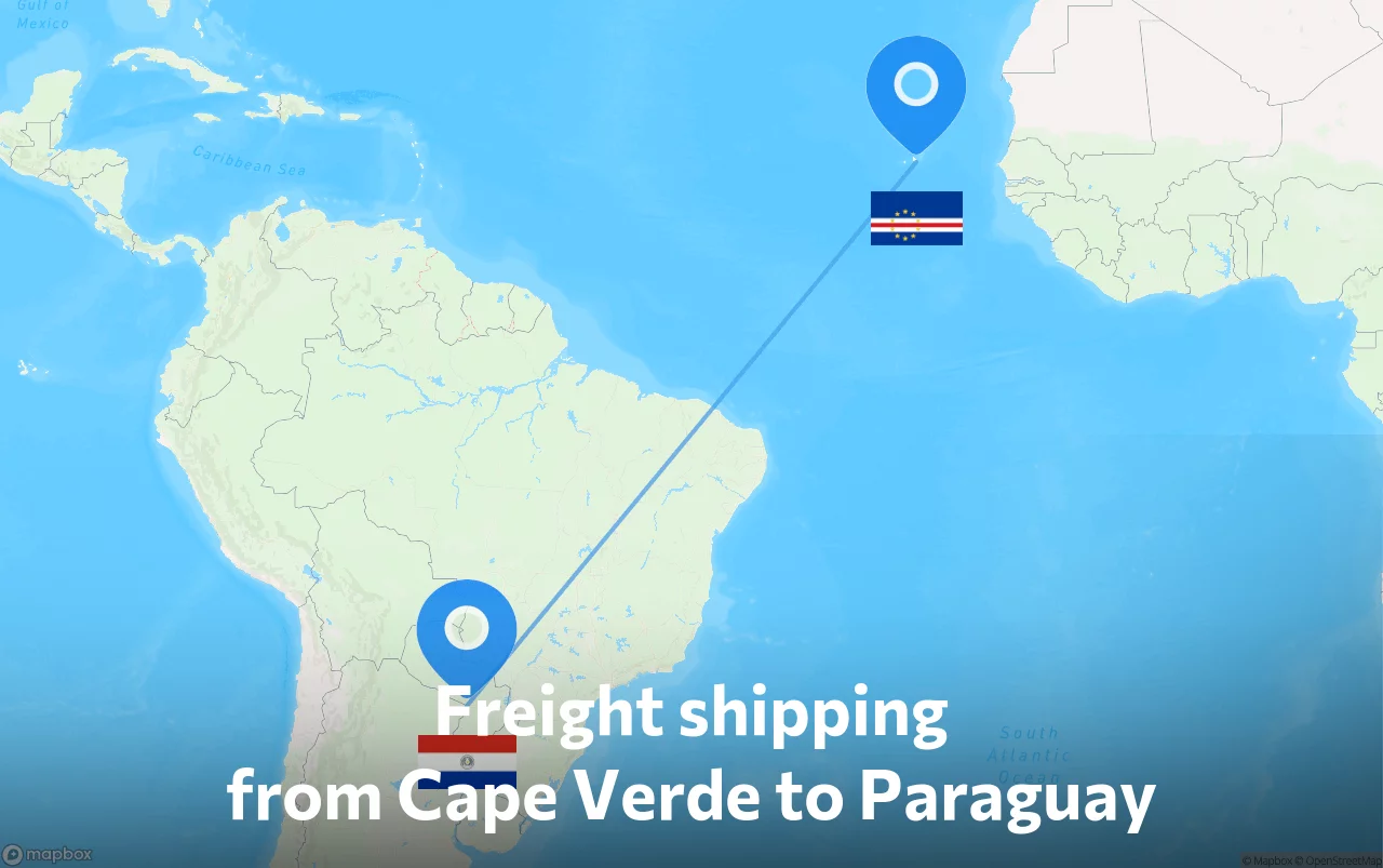 Shipping route from Cape Verde to Paraguay