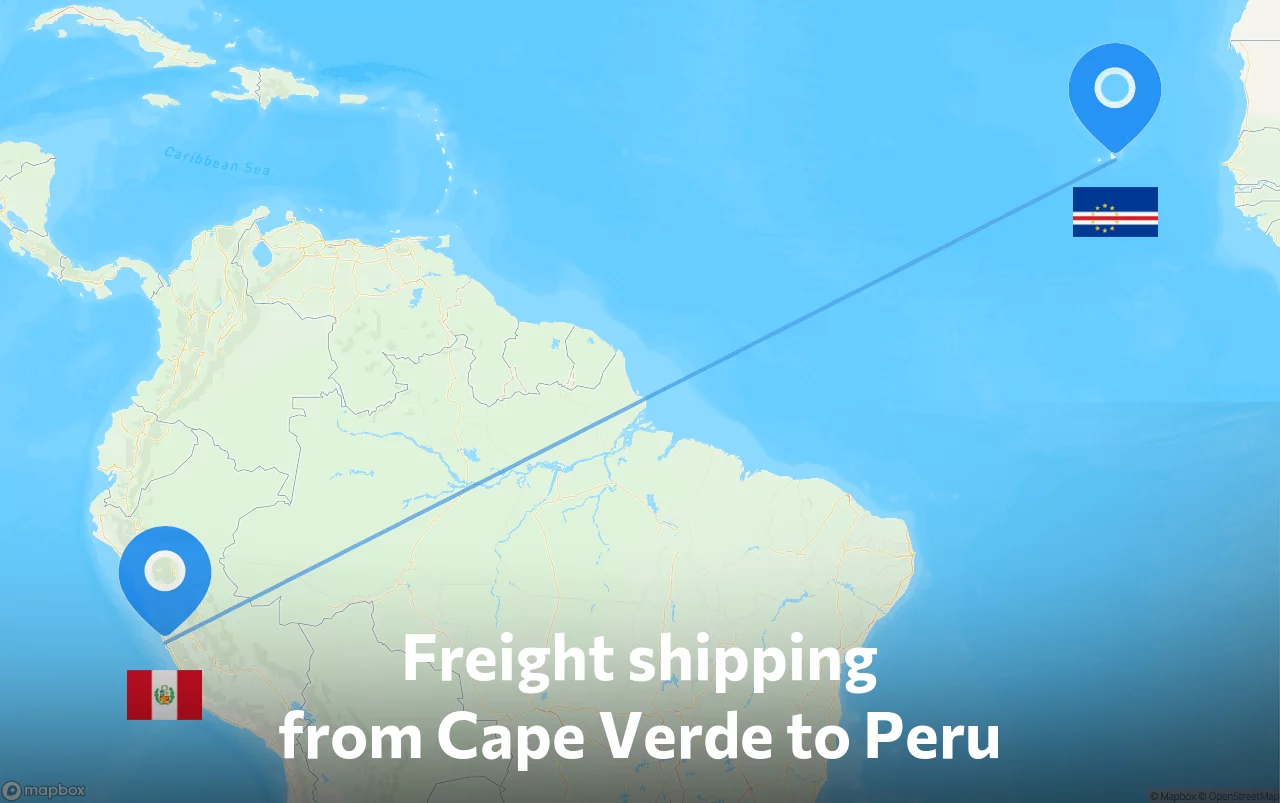 Shipping route from Cape Verde to Peru