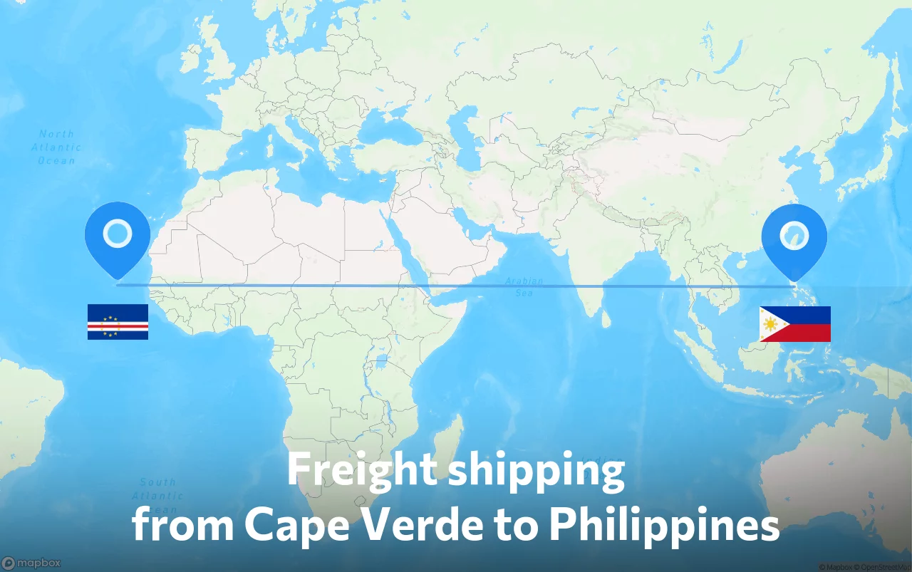 Shipping route from Cape Verde to Philippines