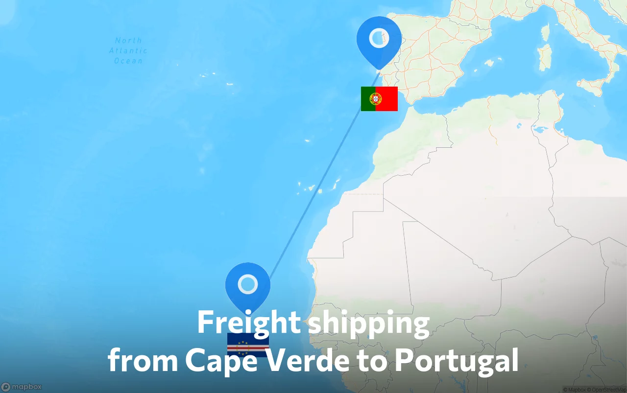 Shipping route from Cape Verde to Portugal