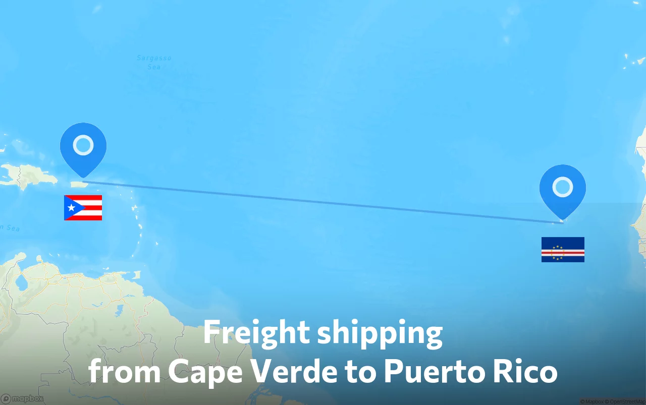 Shipping route from Cape Verde to Puerto Rico