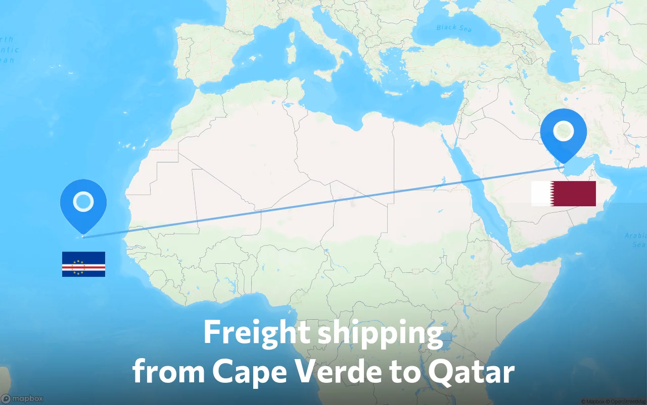 Shipping route from Cape Verde to Qatar