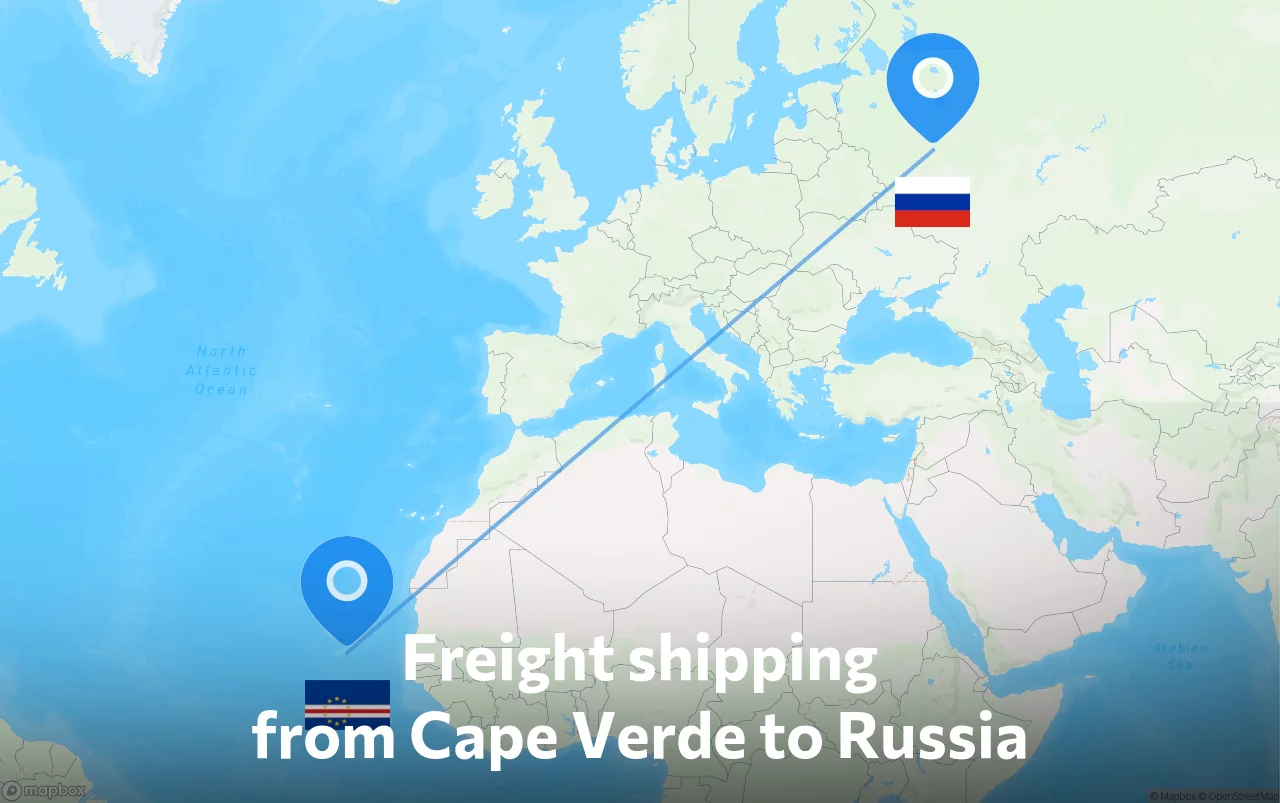 Shipping route from Cape Verde to Russia