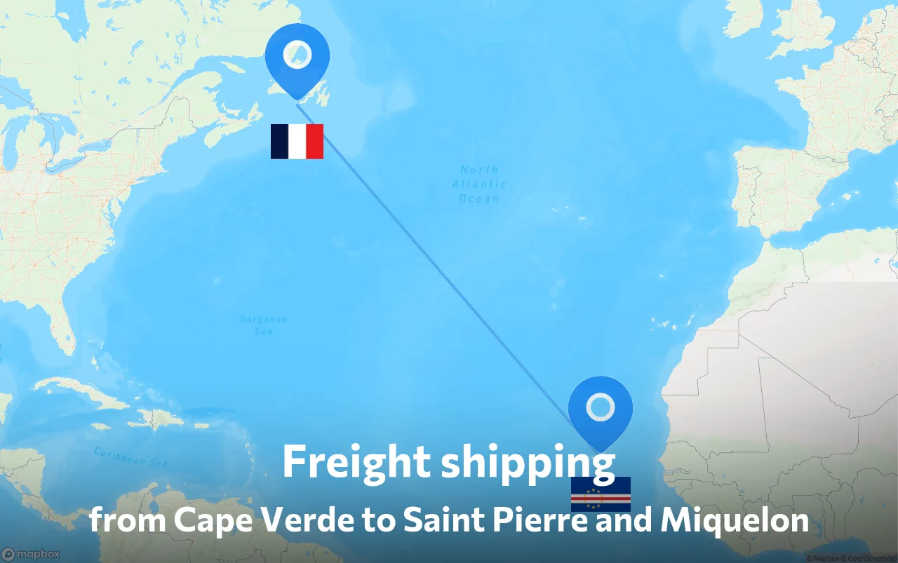Shipping route from Cape Verde to Saint Pierre and Miquelon