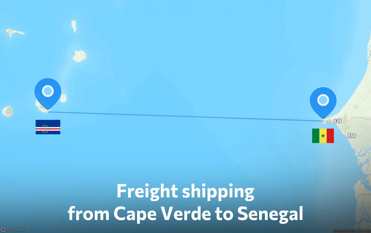 Shipping route from Cape Verde to Senegal