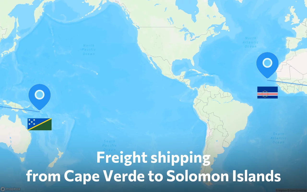 Shipping route from Cape Verde to Solomon Islands
