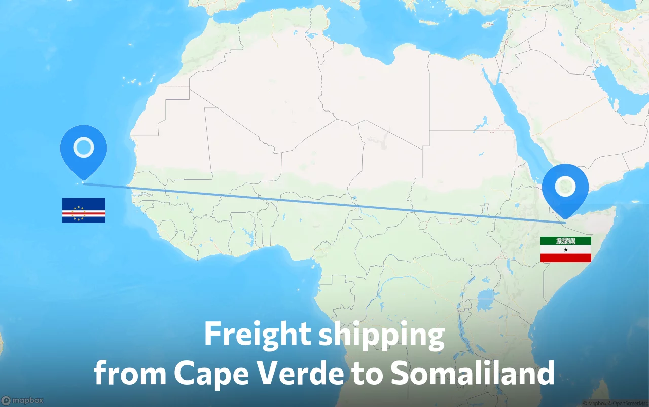 Shipping route from Cape Verde to Somaliland