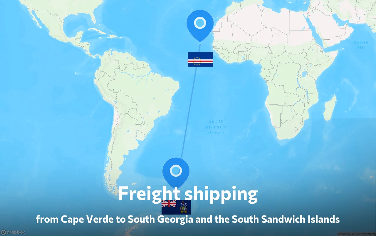 Shipping route from Cape Verde to South Georgia and the South Sandwich Islands