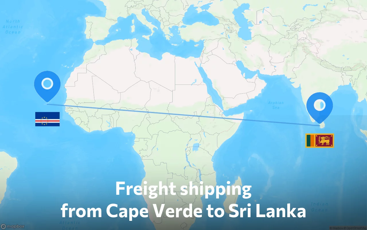 Shipping route from Cape Verde to Sri Lanka