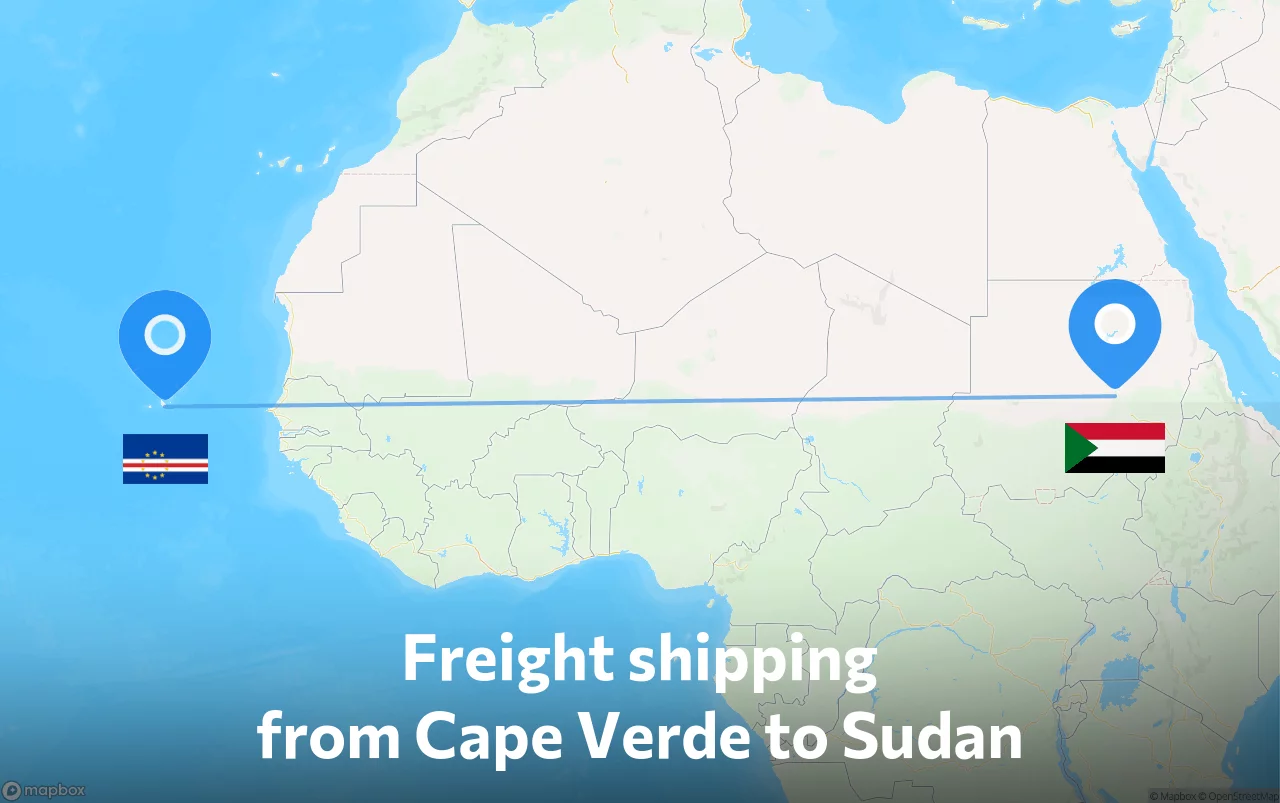 Shipping route from Cape Verde to Sudan