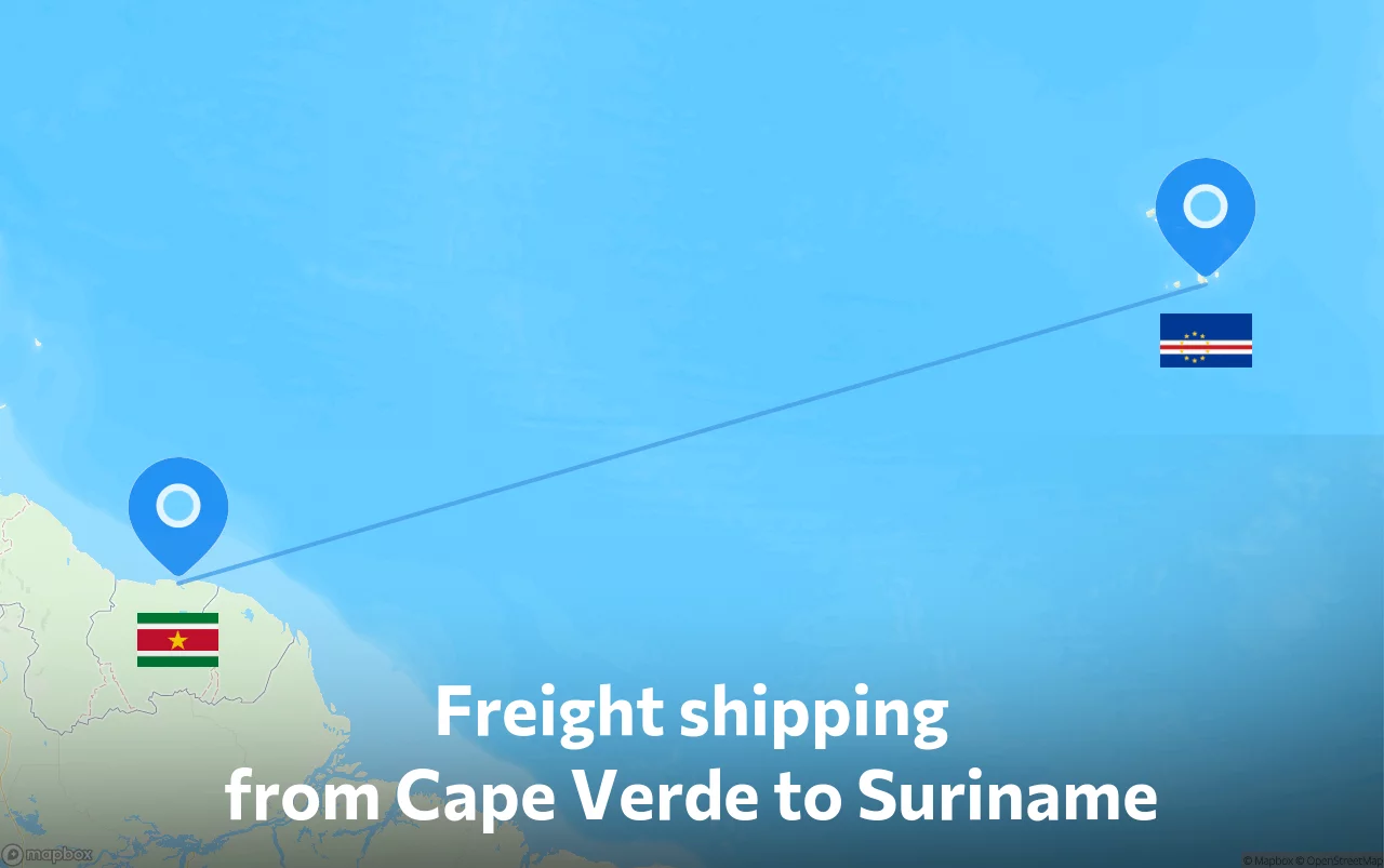 Shipping route from Cape Verde to Suriname