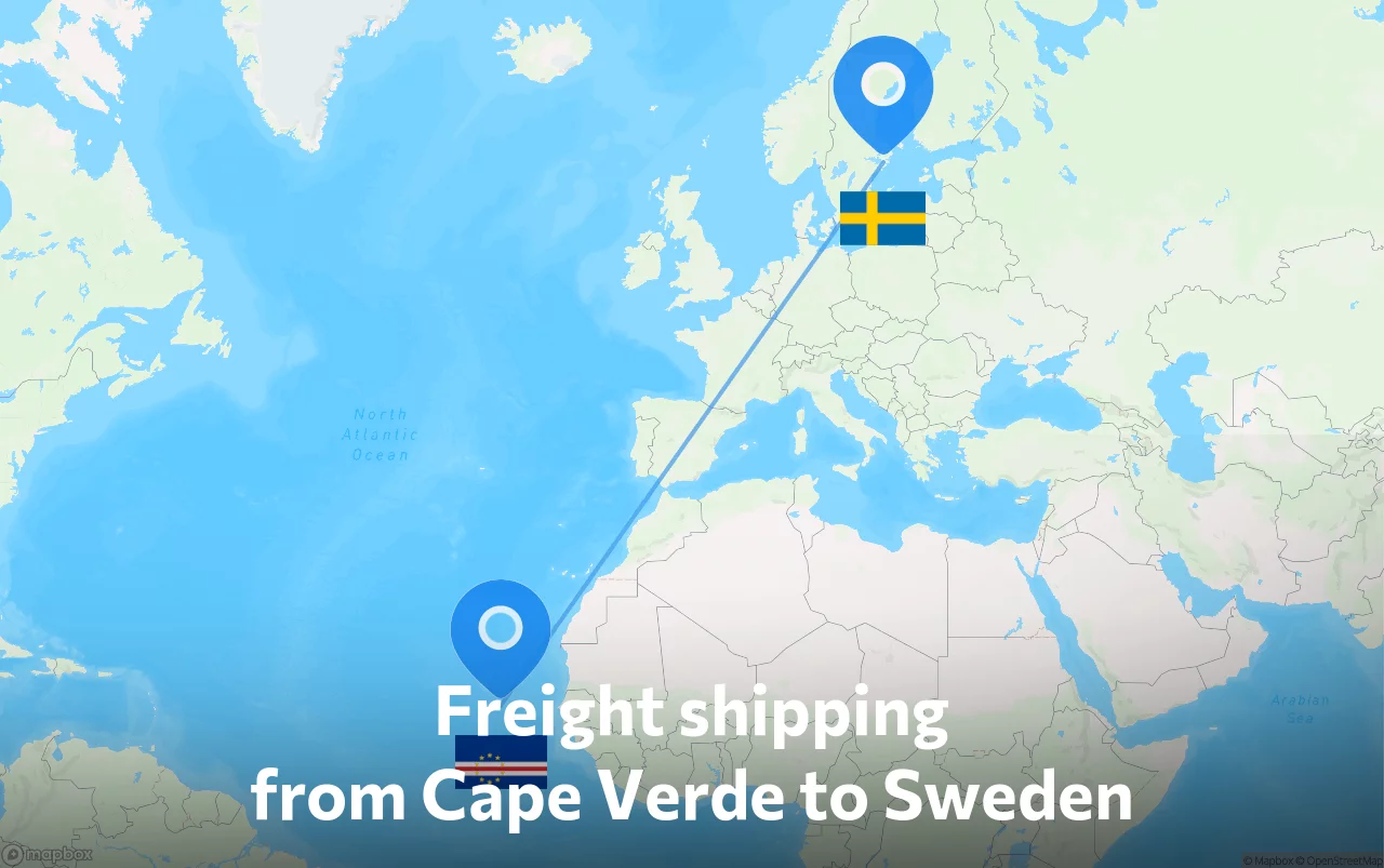 Shipping route from Cape Verde to Sweden