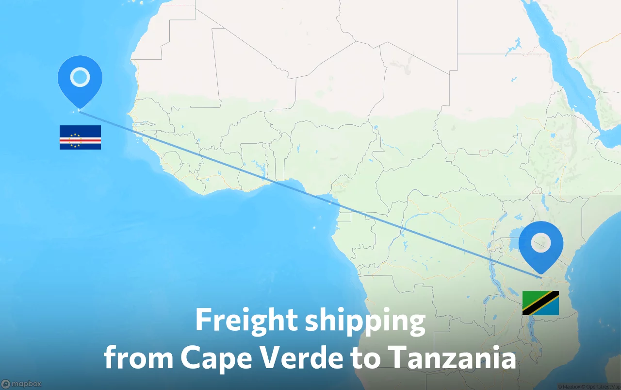 Shipping route from Cape Verde to Tanzania