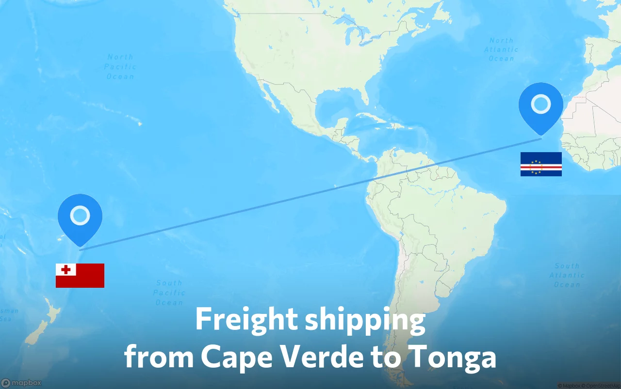 Shipping route from Cape Verde to Tonga