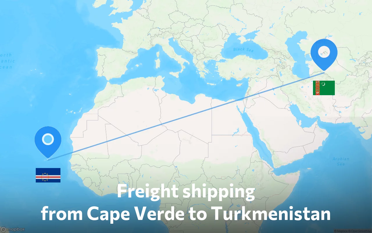 Shipping route from Cape Verde to Turkmenistan
