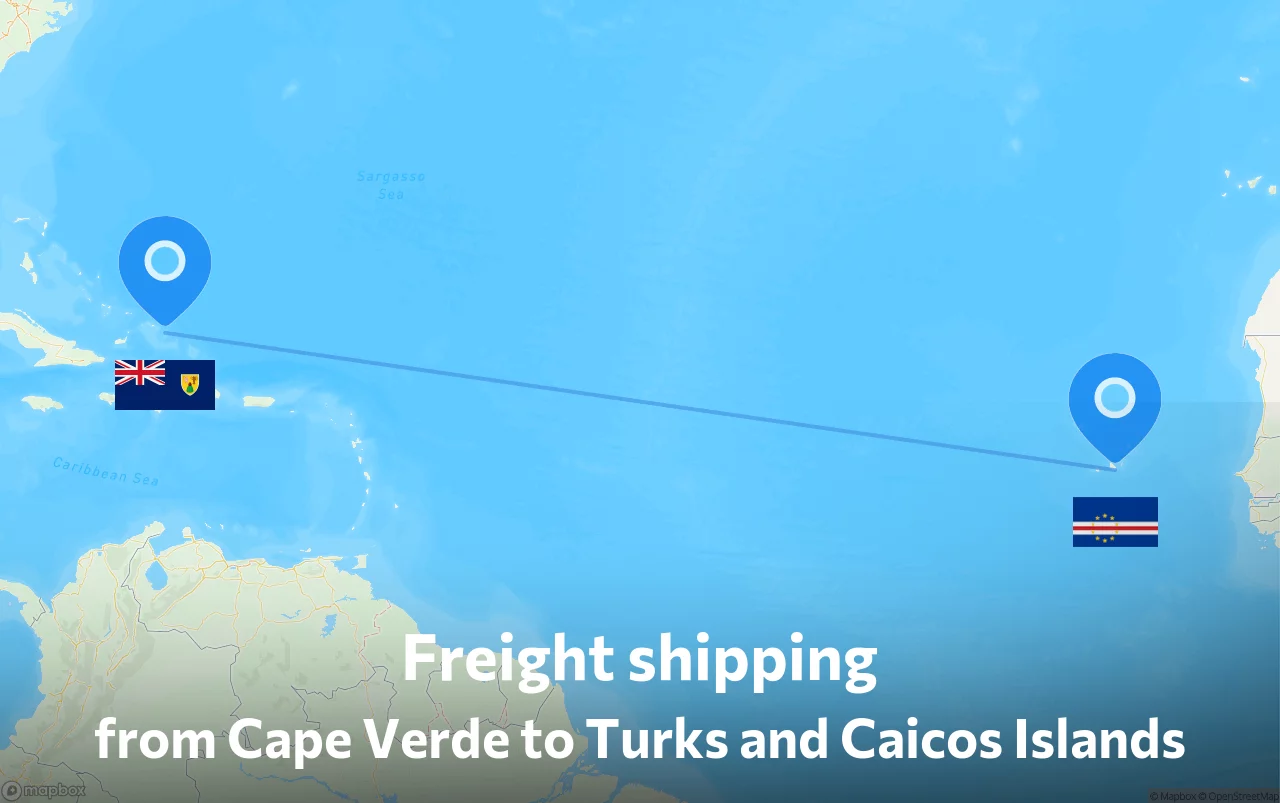 Shipping route from Cape Verde to Turks and Caicos Islands