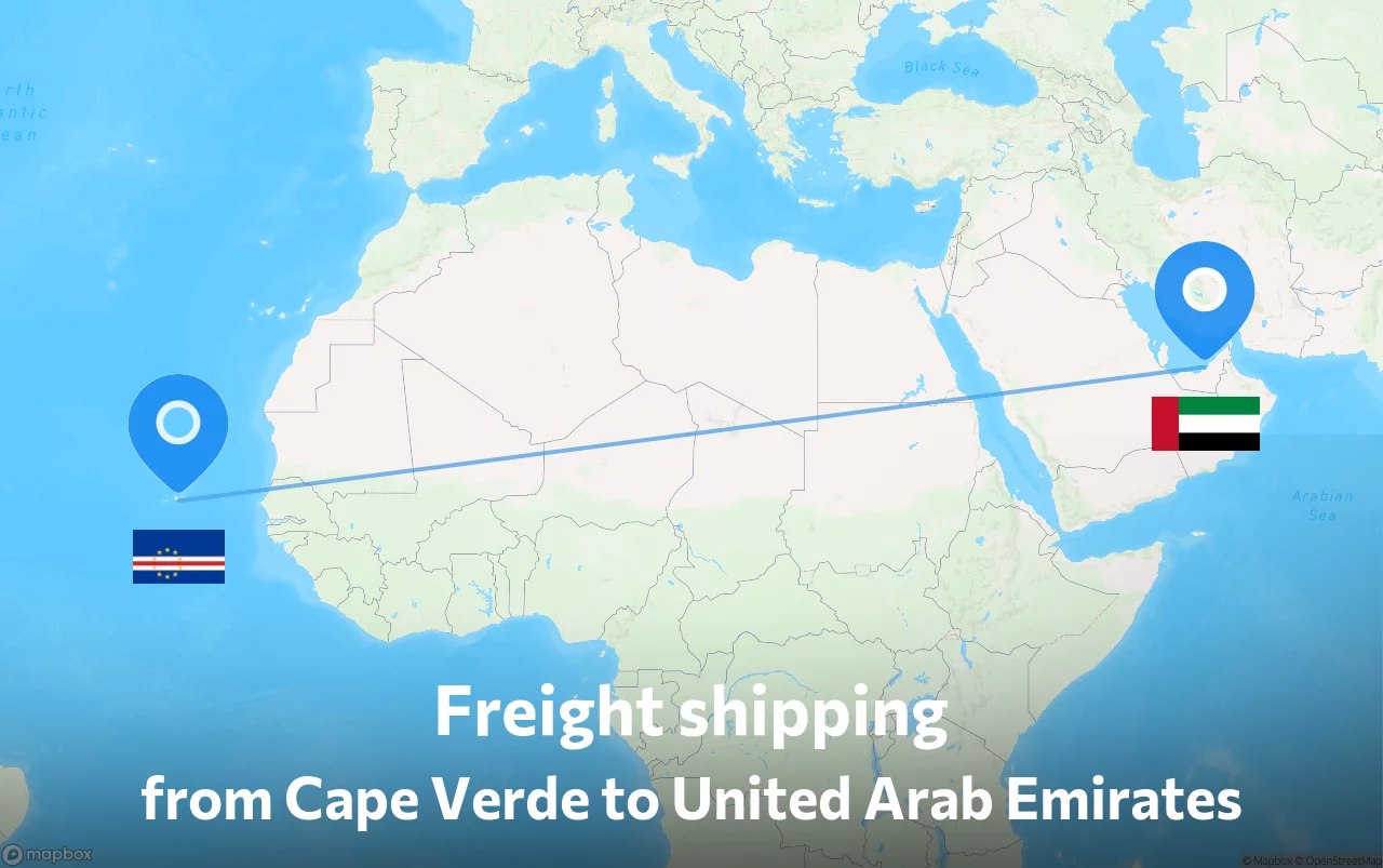 Shipping route from Cape Verde to United Arab Emirates