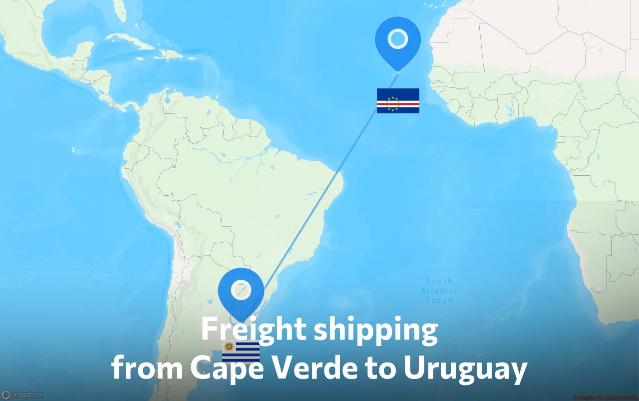 Shipping route from Cape Verde to Uruguay