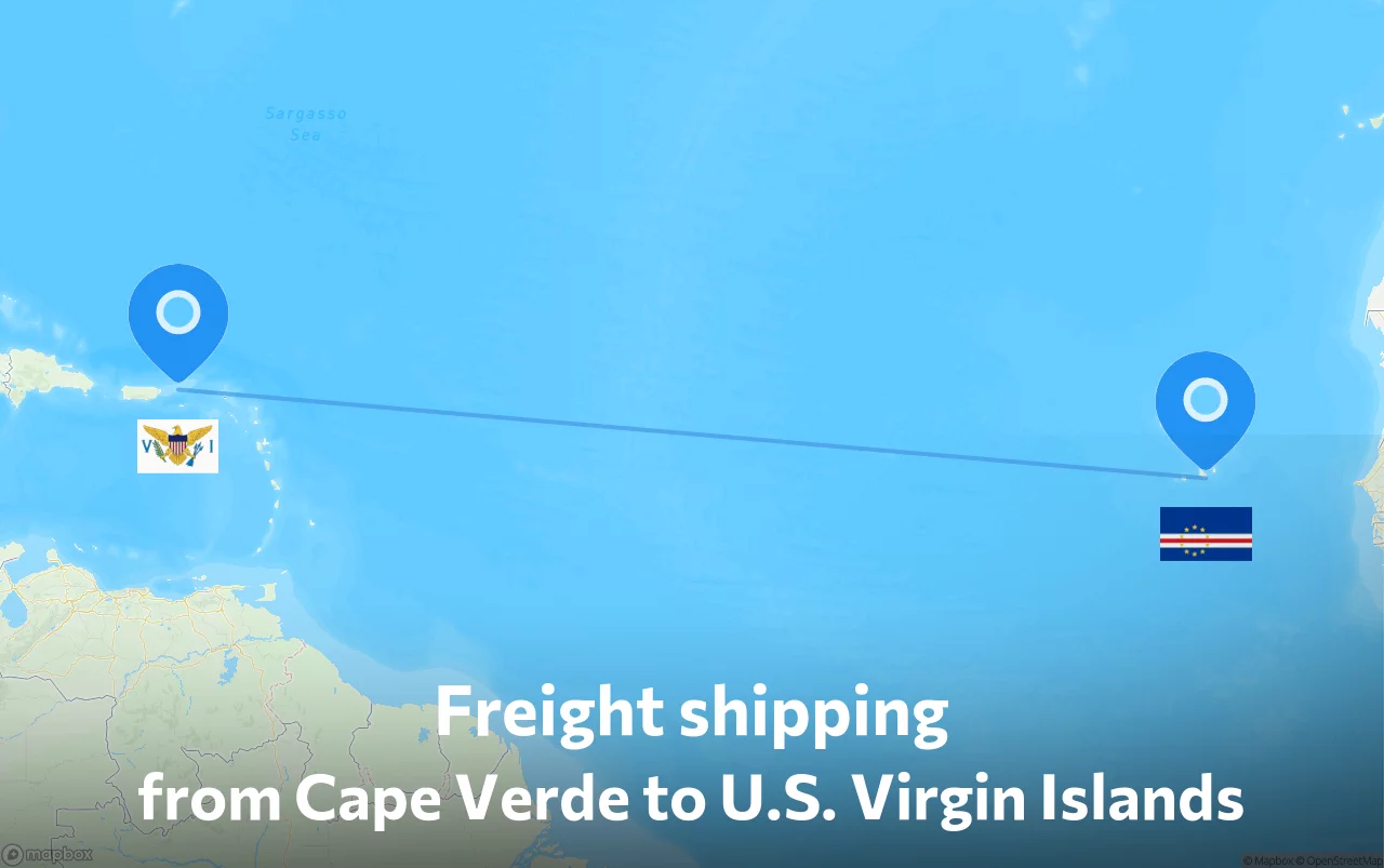 Shipping route from Cape Verde to U.S. Virgin Islands