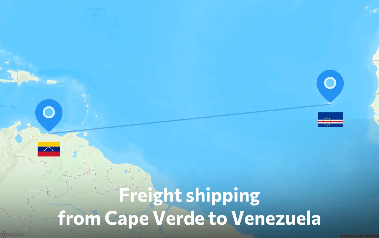 Shipping route from Cape Verde to Venezuela