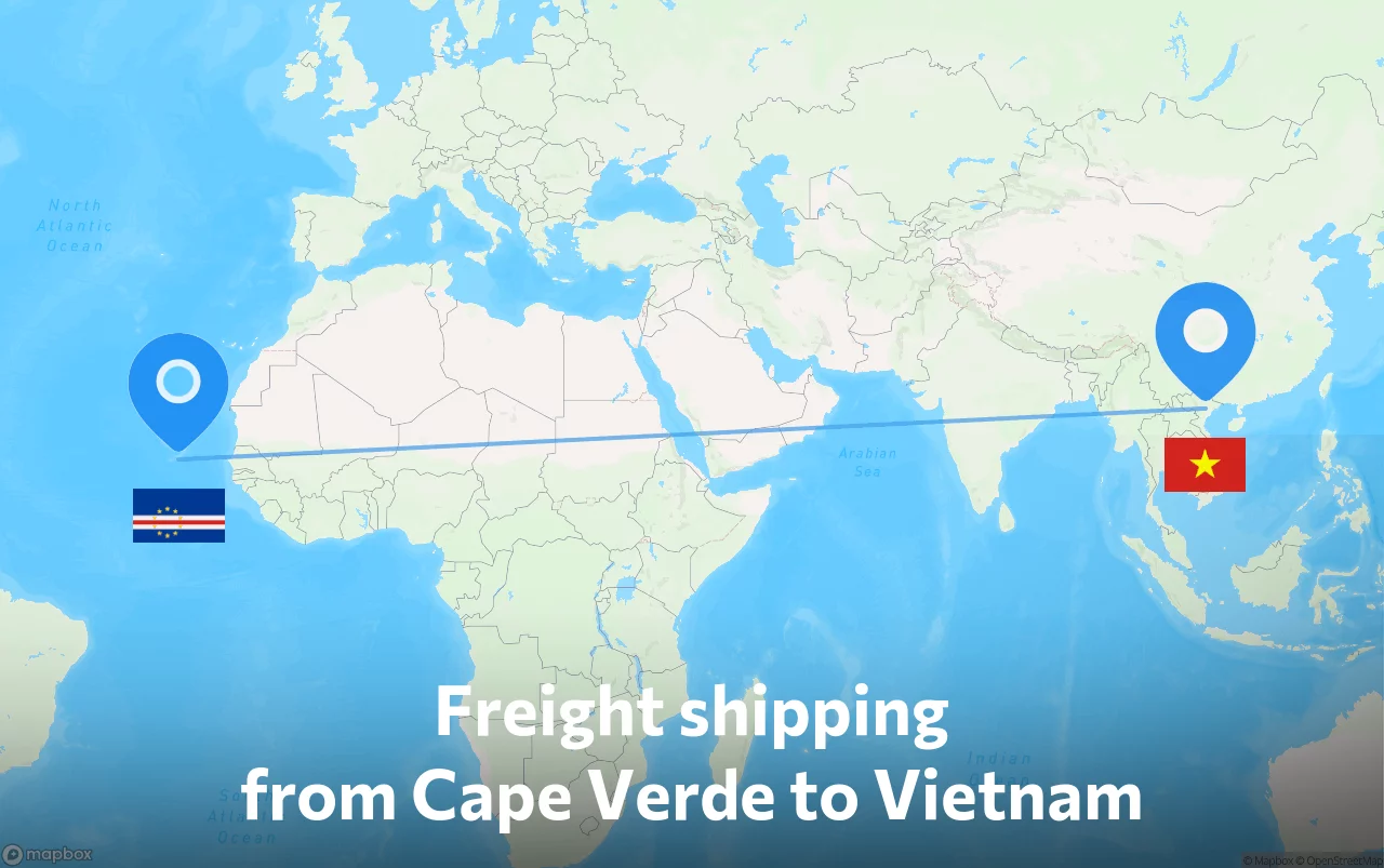 Shipping route from Cape Verde to Vietnam