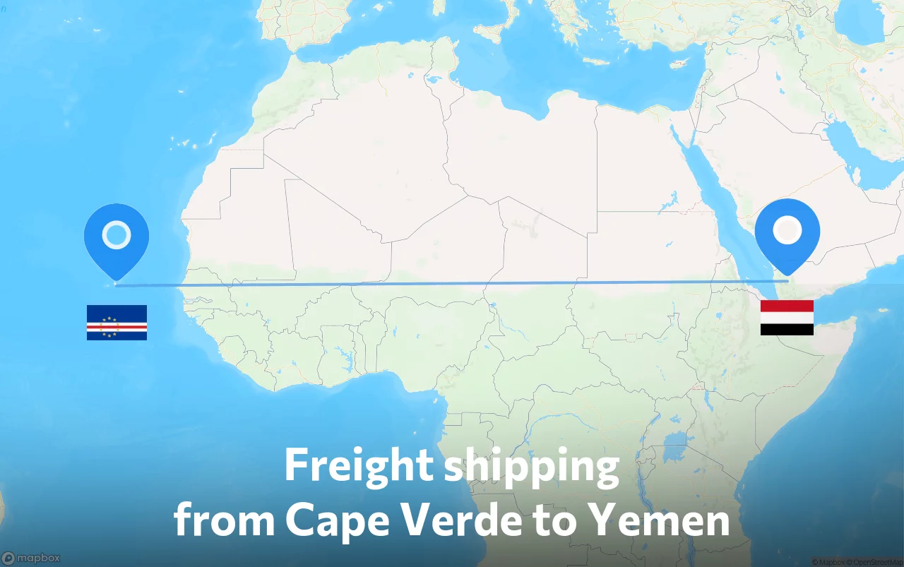Shipping route from Cape Verde to Yemen