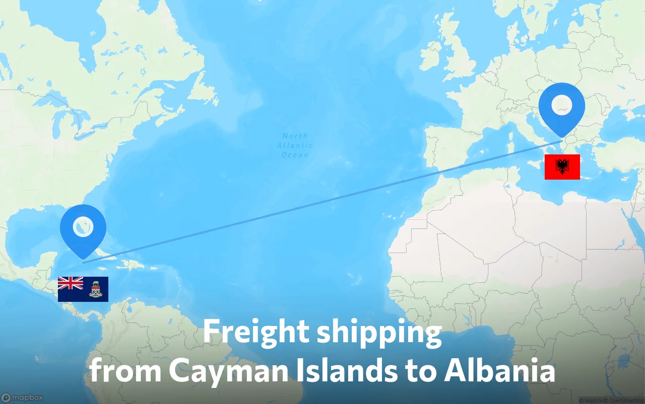 Shipping route from Cayman Islands to Albania