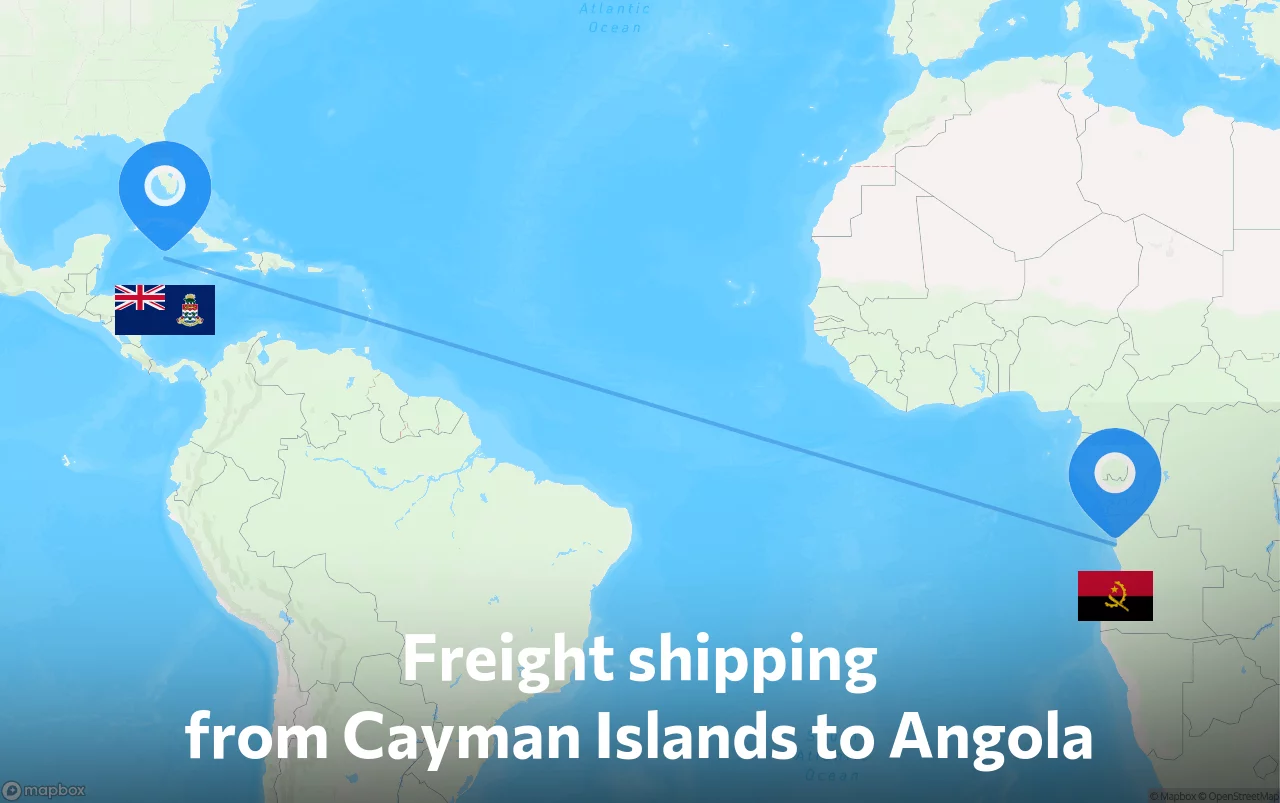Shipping route from Cayman Islands to Angola