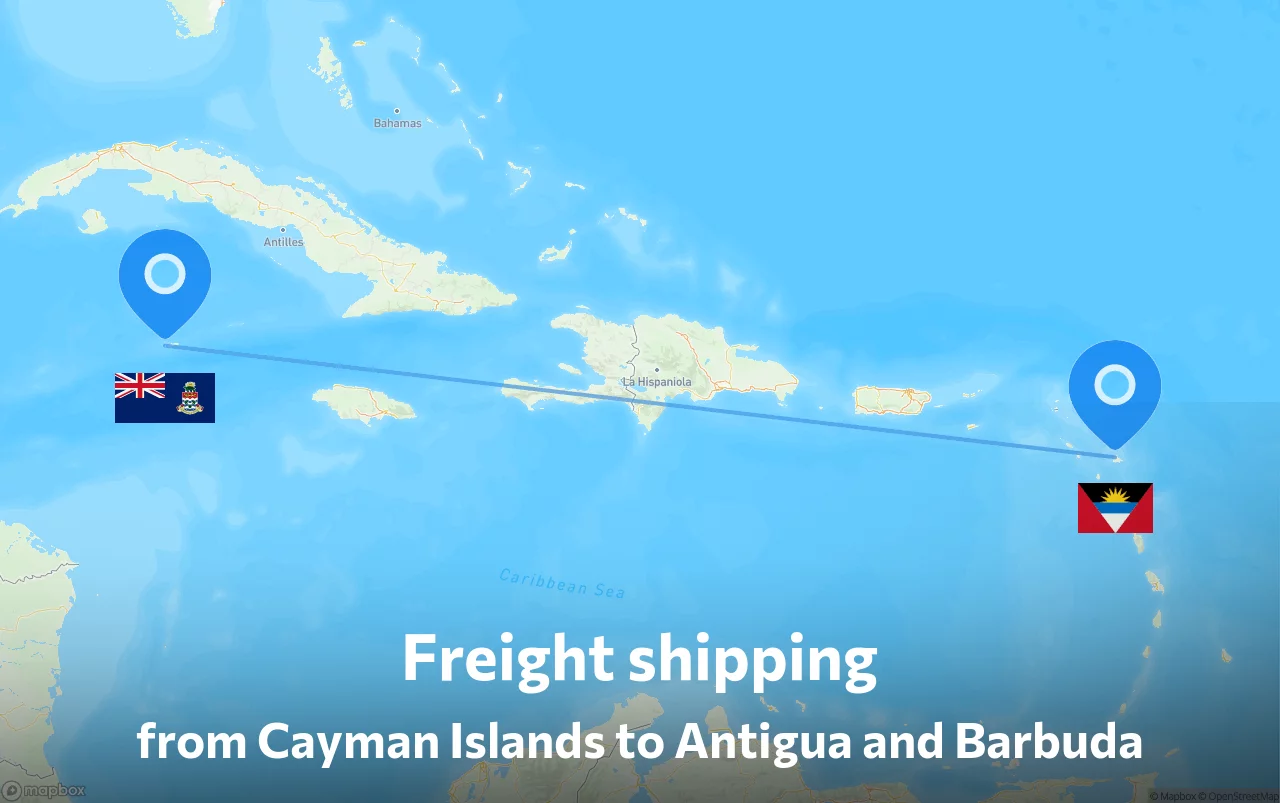 Shipping route from Cayman Islands to Antigua and Barbuda