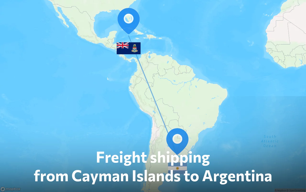 Shipping route from Cayman Islands to Argentina